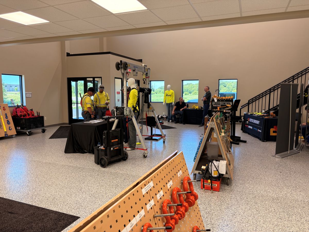 a view of the lobby with displays and tables set up for the open house