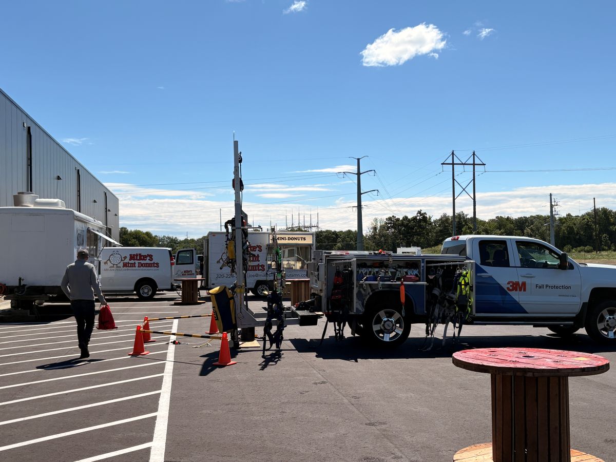a view of a vendor truck demo in the parking lot